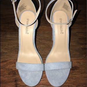 Light baby blue wedged heels